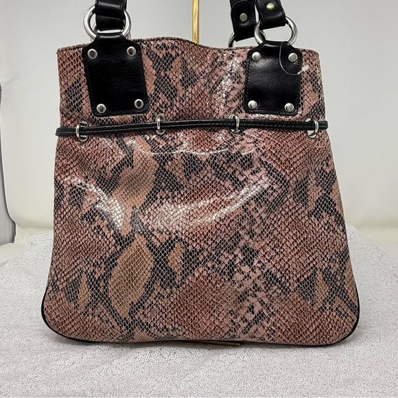 Sharif Studio made in the USA Genuine leather drawstring snake skin handbag - Picture 7 of 16
